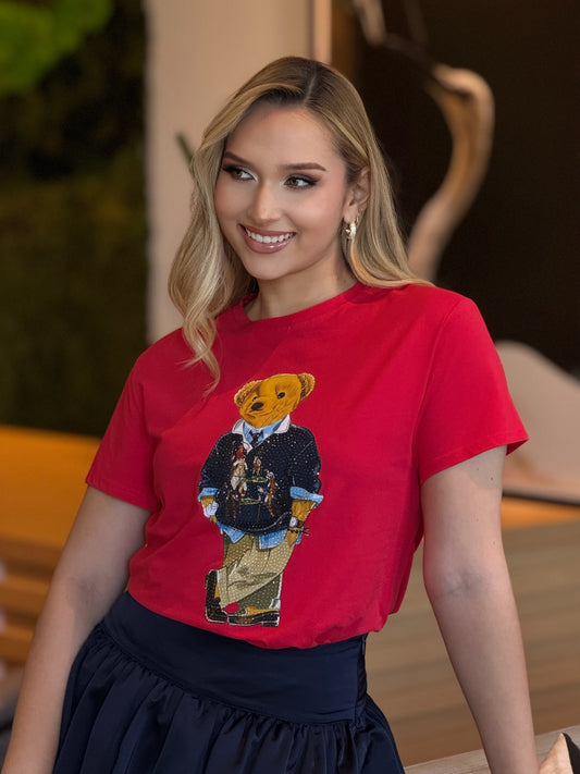 The Bear Rhinestone Red T-Shirt