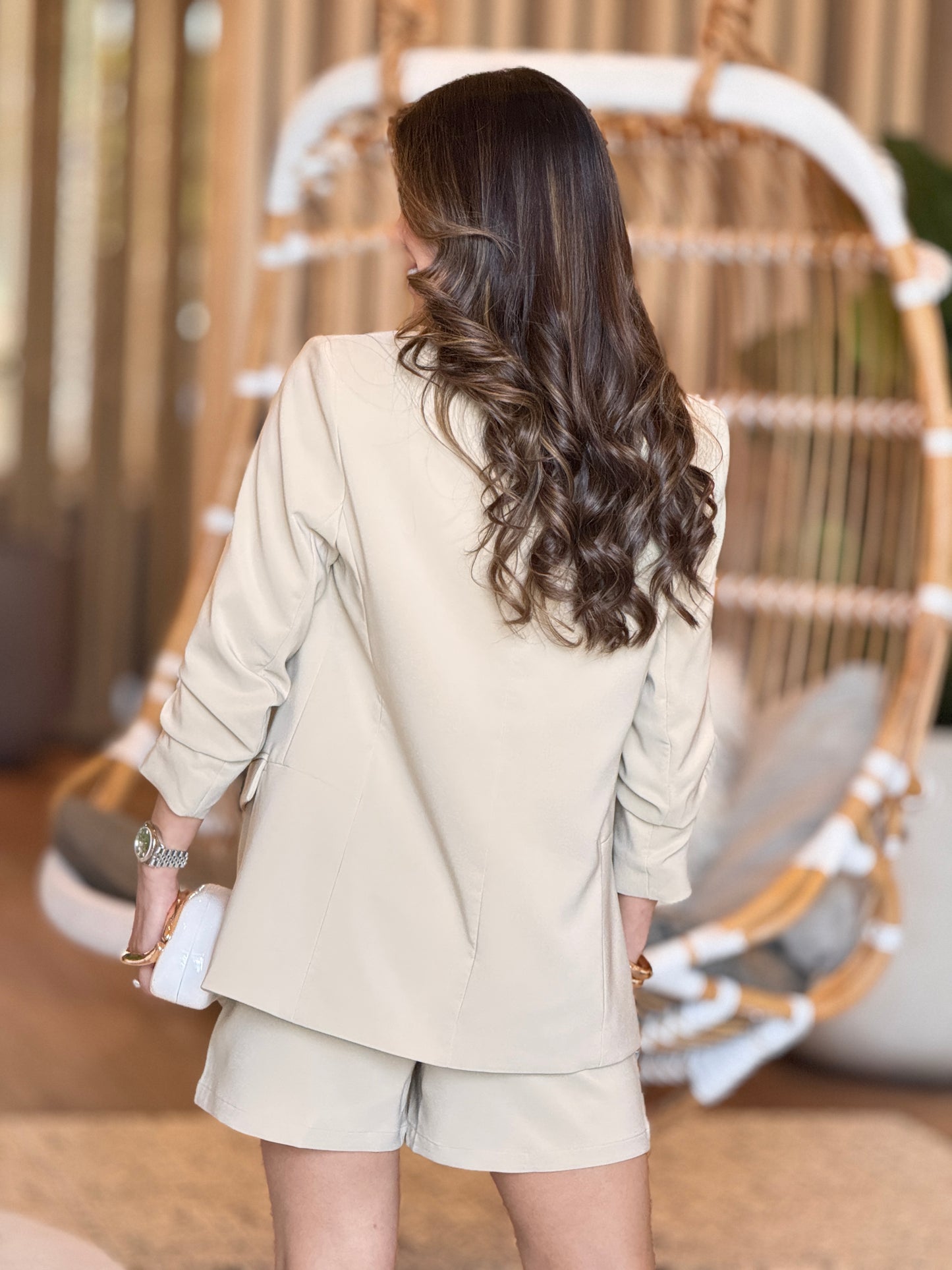 Ovianca Beige Blazer+Short Set