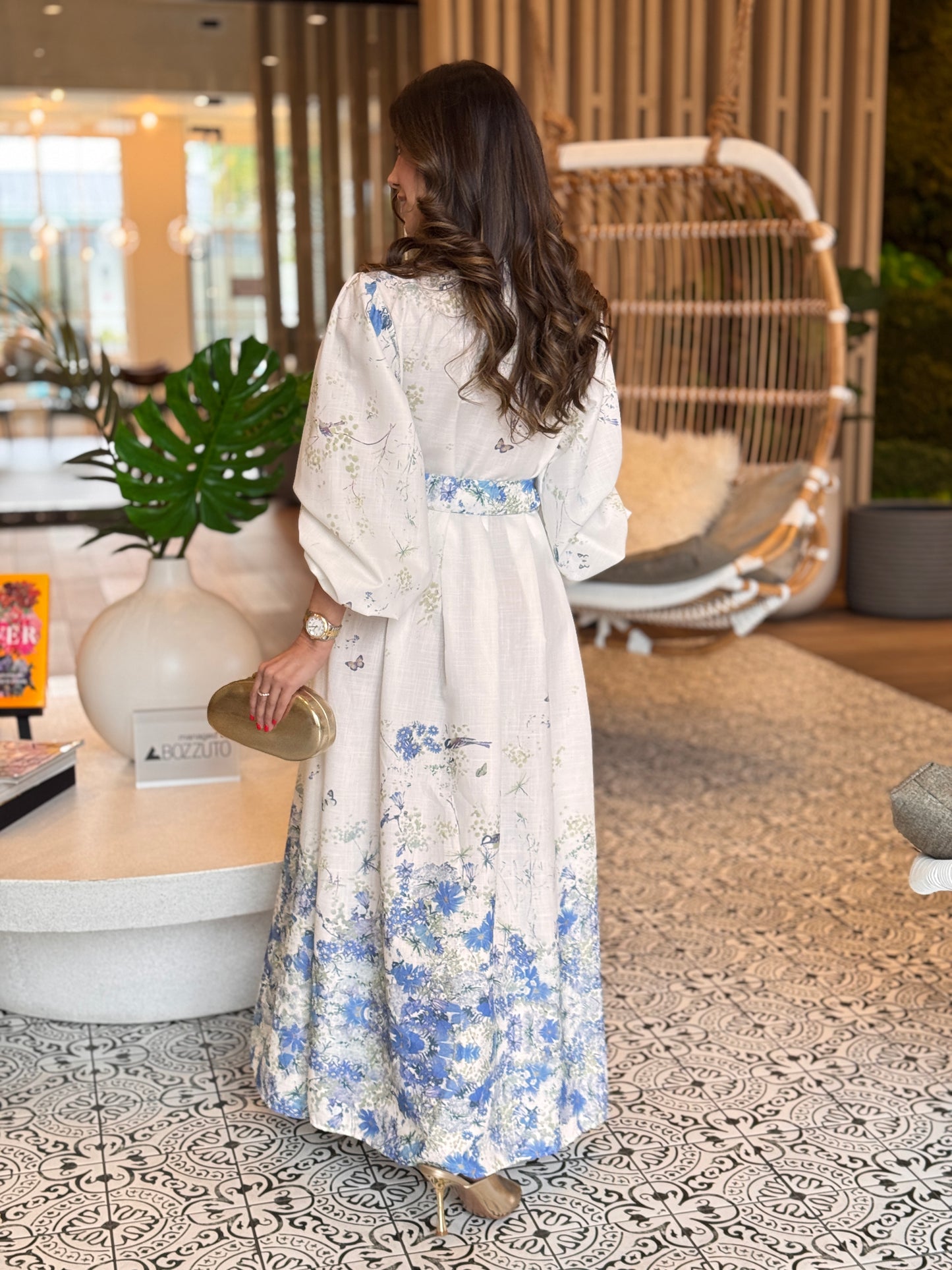 Gardenia Voguish White/Blue Floral Dress