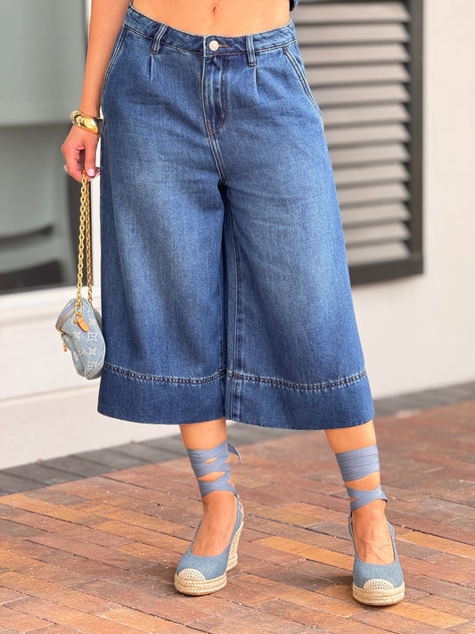 Amber Indigo Soft Denim Bermuda Shorts