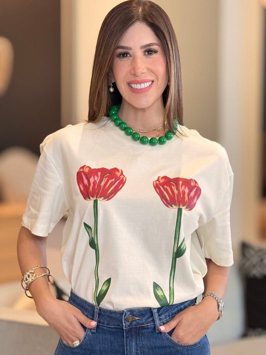 Tulips Ivory Graphic T-Shirt