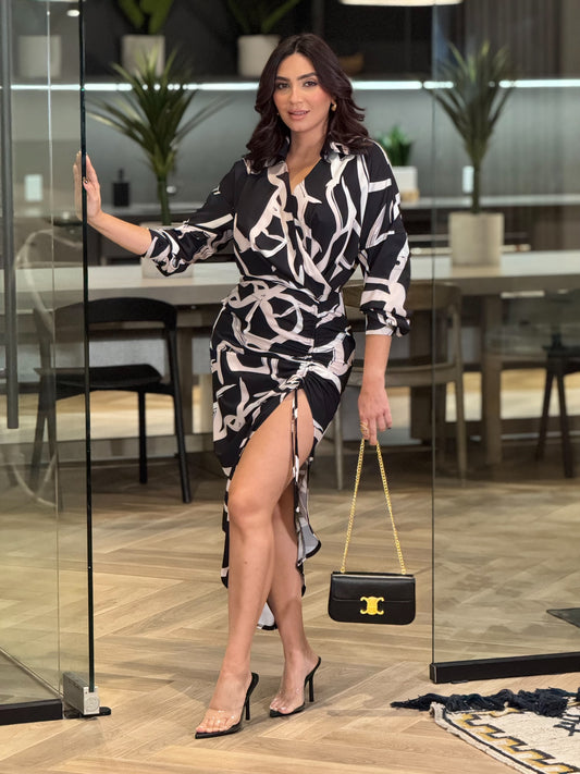 Luxxie Black/White Print Dress