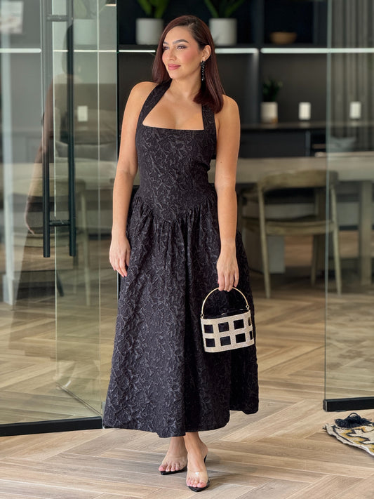 Astrid Black Torchon Bubble Dress