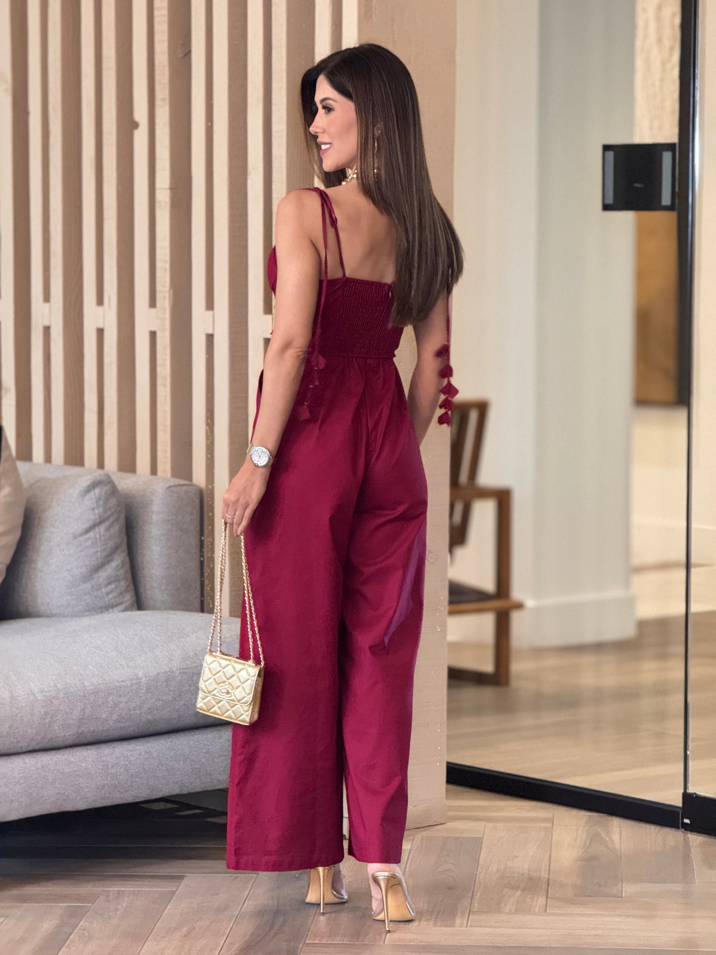 Lucy Burgundy Petals Jumpsuit