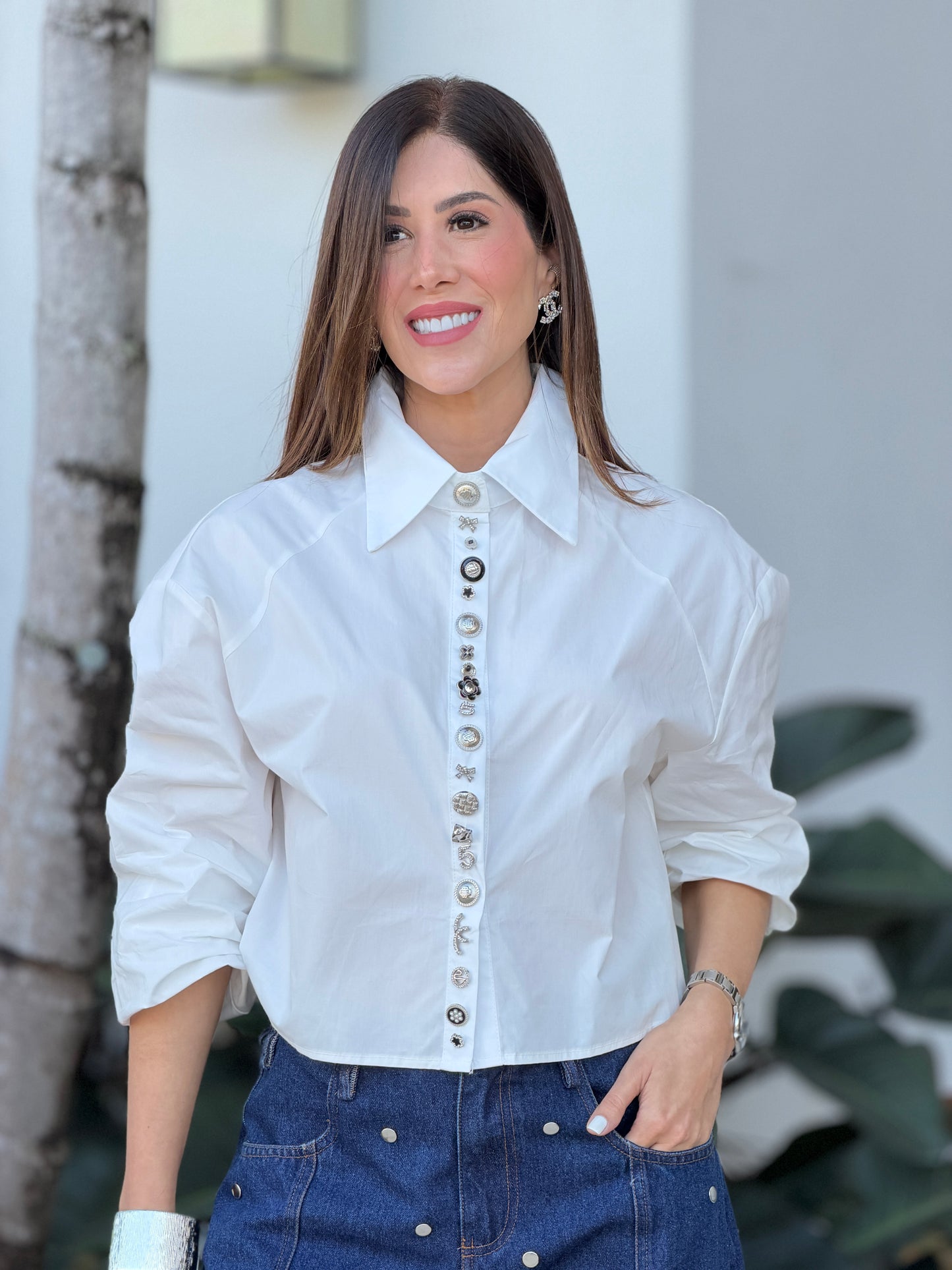 85296 Fp White Pearls Shirt Top