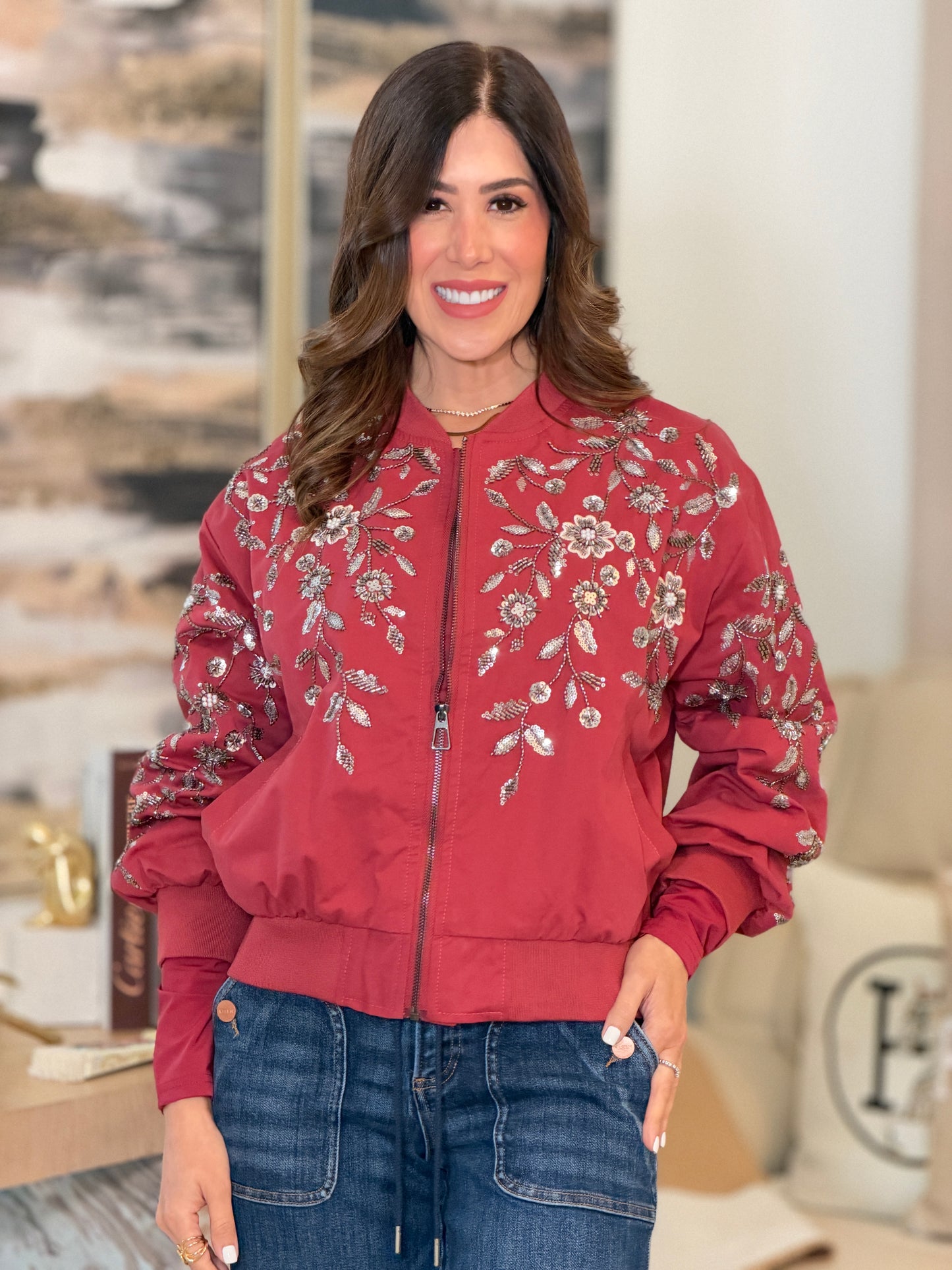 2027 Ten Burgundy/Silver Jacket Top