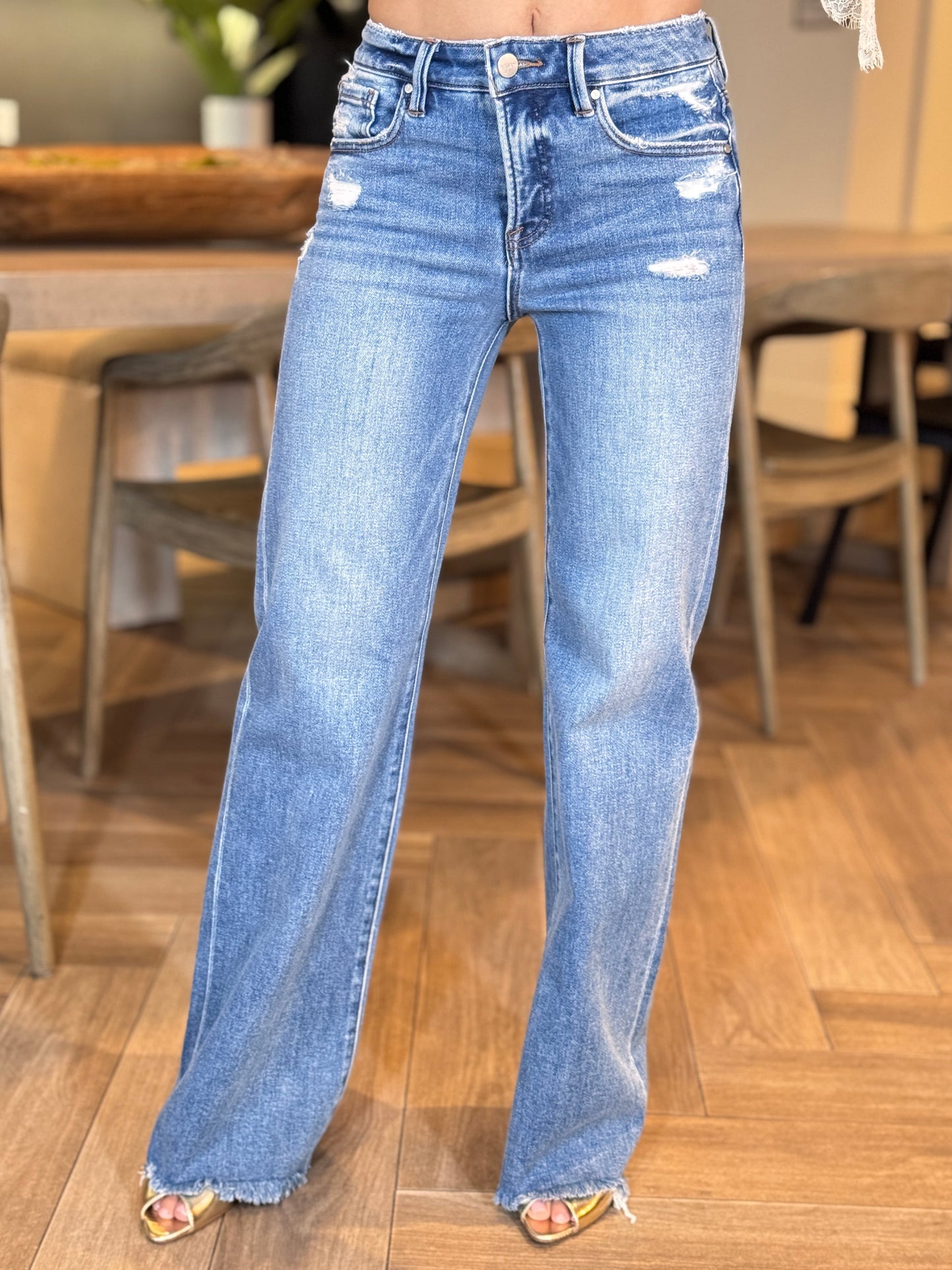 Risen Dark Denim Wide Jeans
