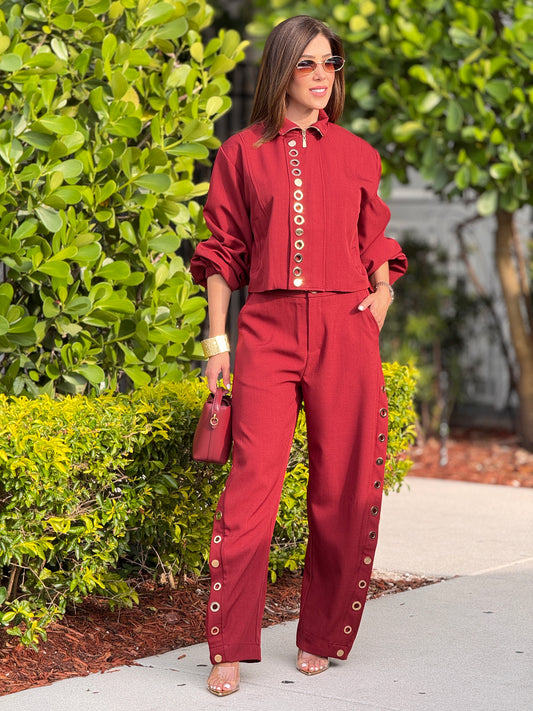 Rivera Burgundy Gold Circles Vest Set