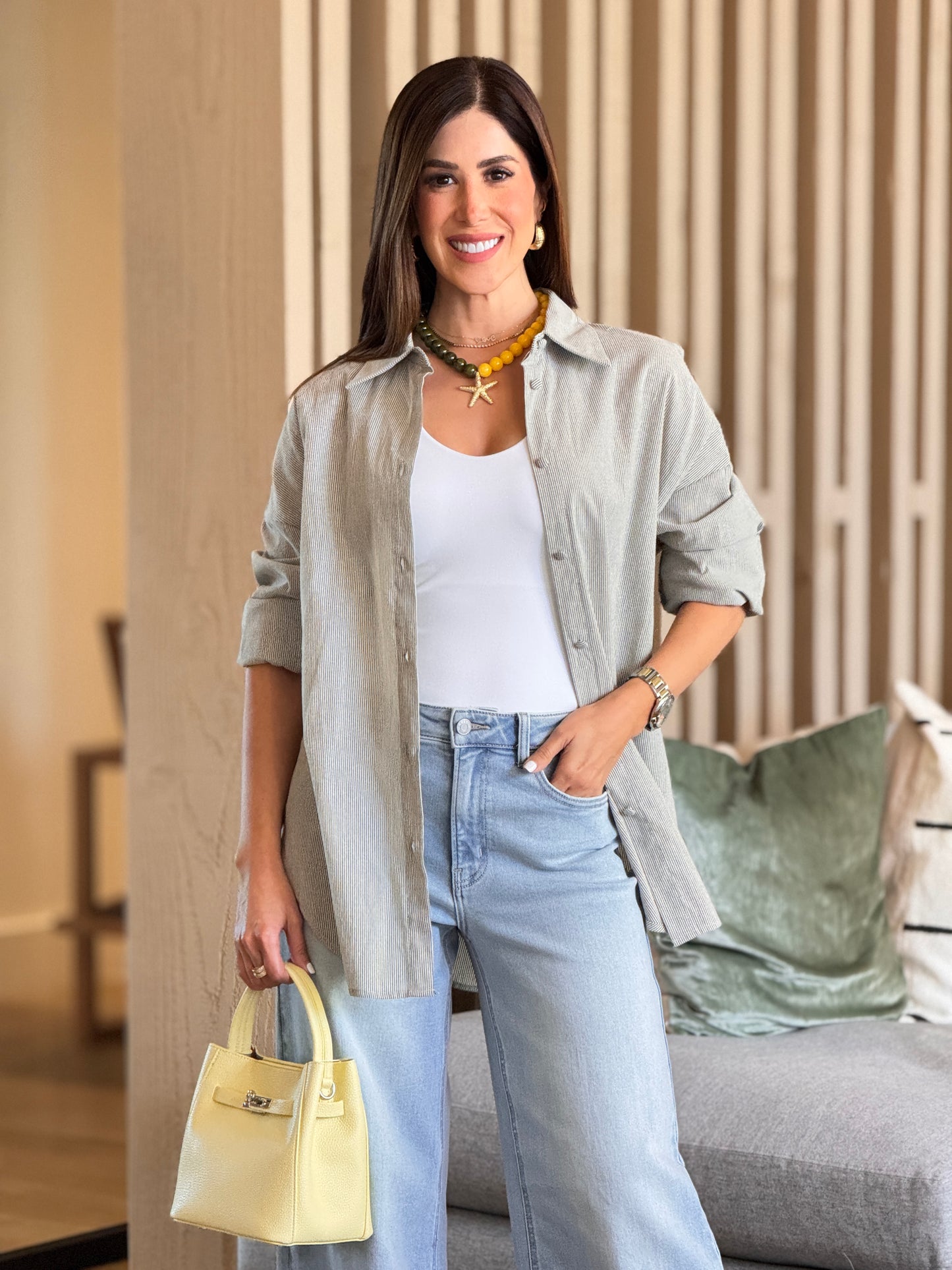 Vienna Gray/White Lines Shirt Top