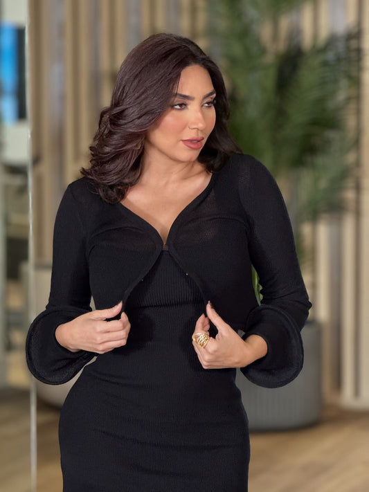 Genova Black Ruffle Top