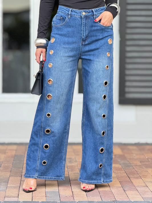 Dreamy Denim Rings Barrel Jeans