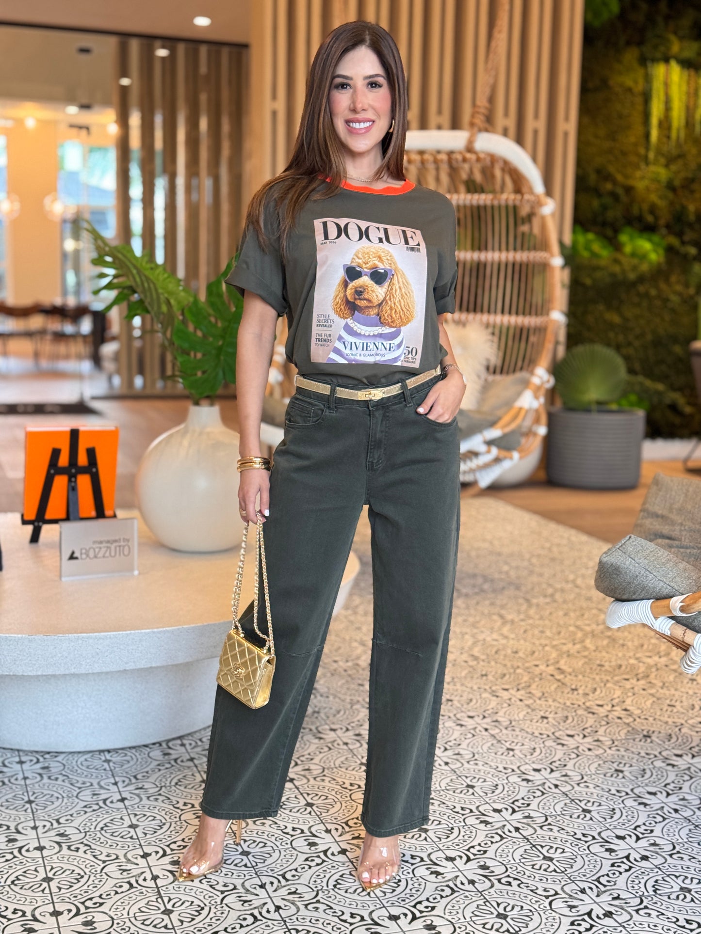 Trina Green Denim Barrel Pants