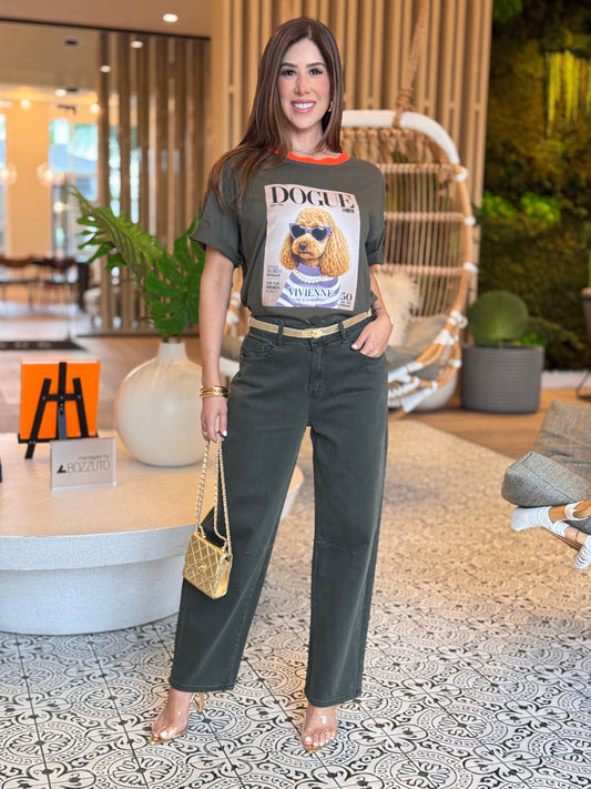 Trina Green Denim Barrel Pants
