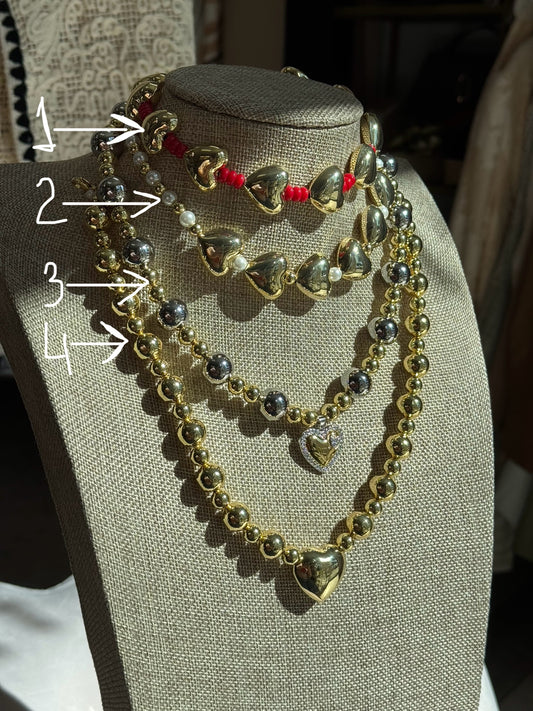 Lovers Garden Multi-Hearts Necklaces