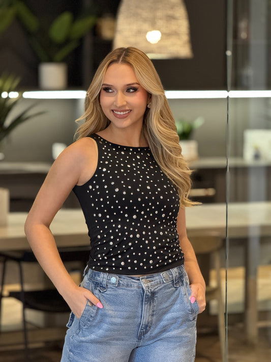 Moonlight Black/Silver Remaches Top