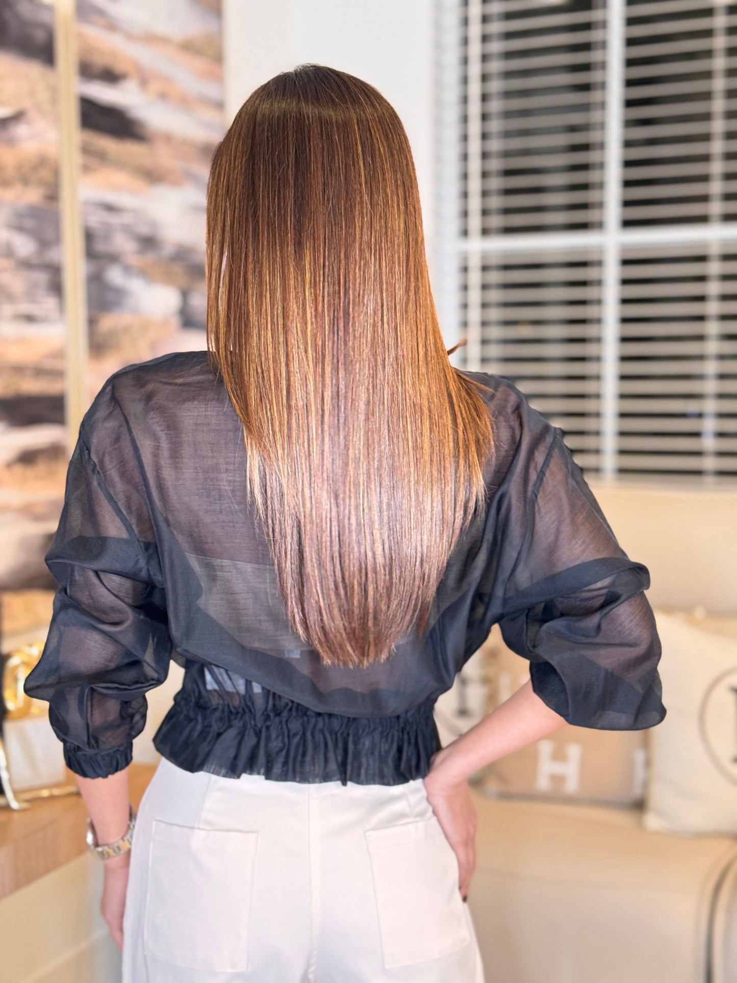 Italy Black Mesh Jacket Top