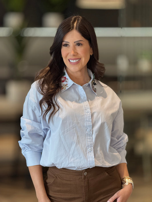 Carey Floral Blue Shirt