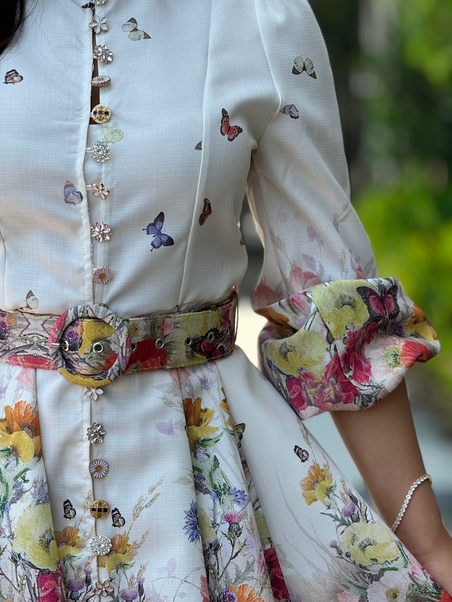 Gardenia Butterfly Print Dress