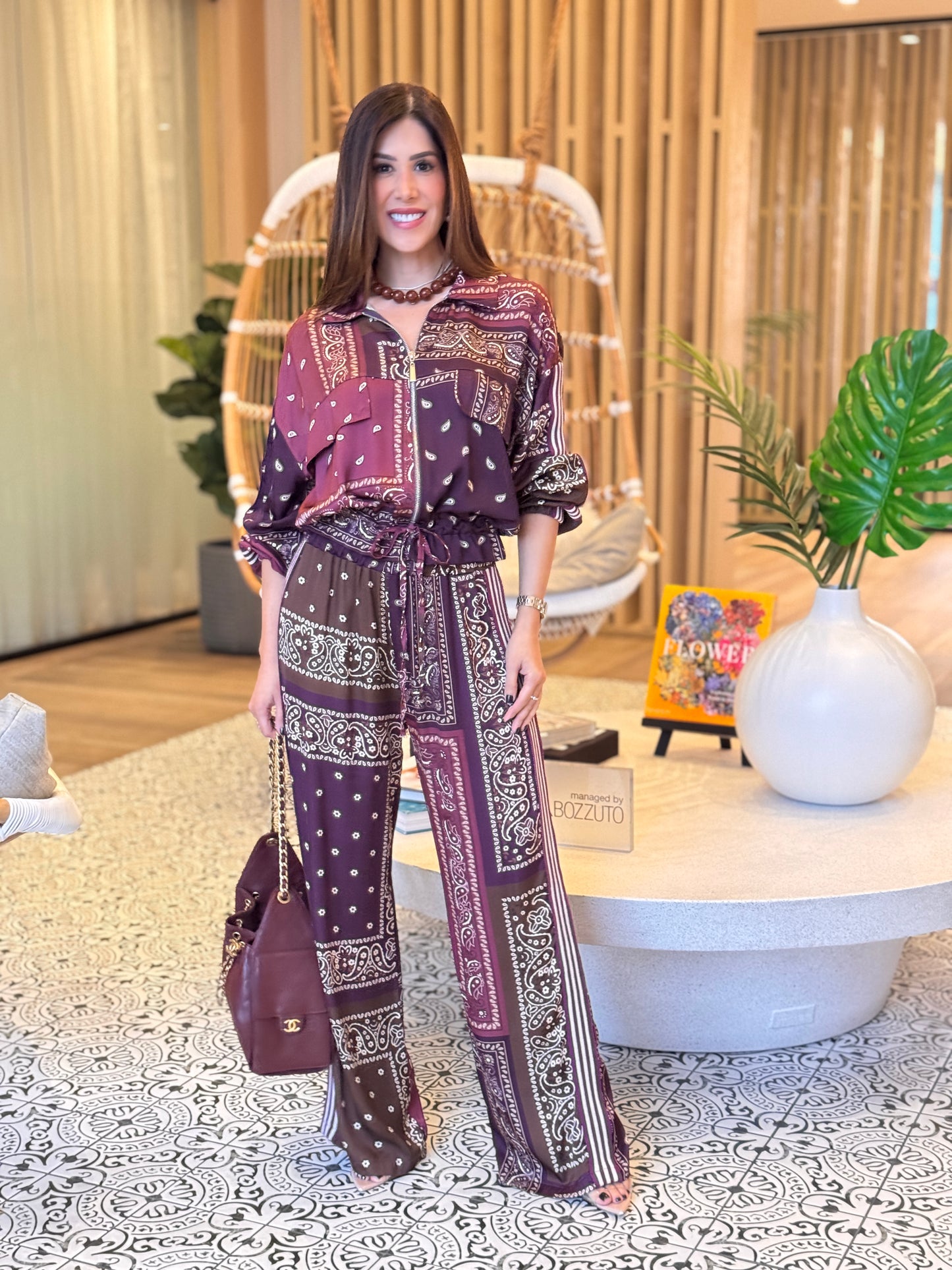 Paisley Brown/Purple Satin Set