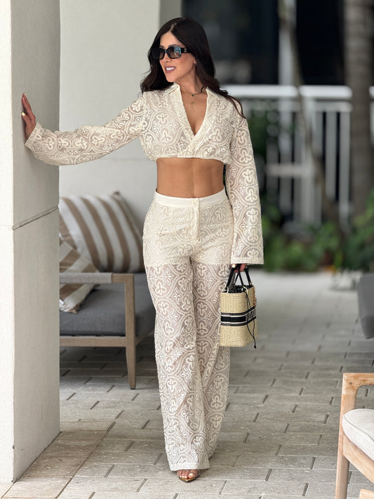 Brianne Beige Torchon Set