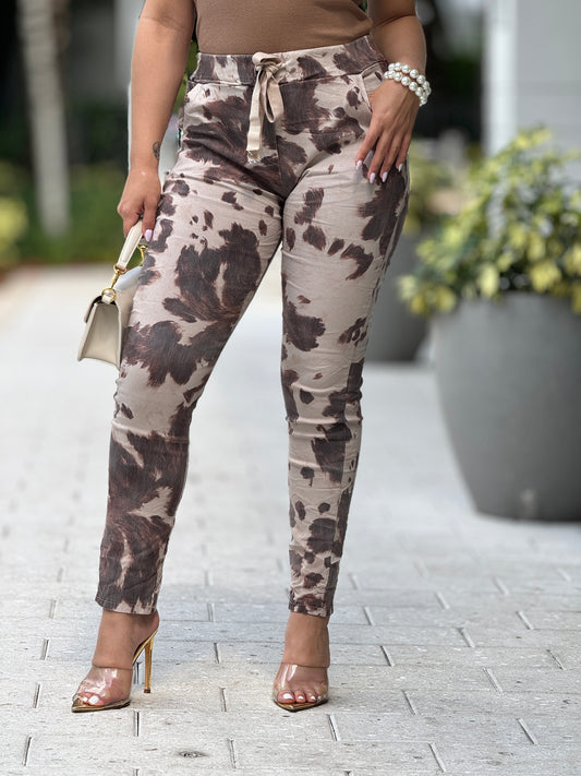 Animal Print Beige joggers