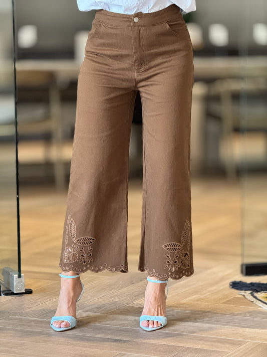 Naples Brown Embroidery Jeans