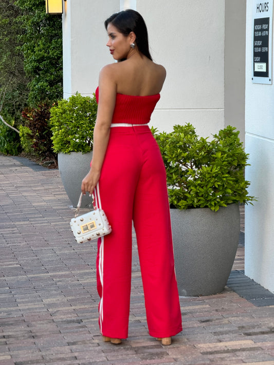 Tatiana Red Lines Waistband Pants