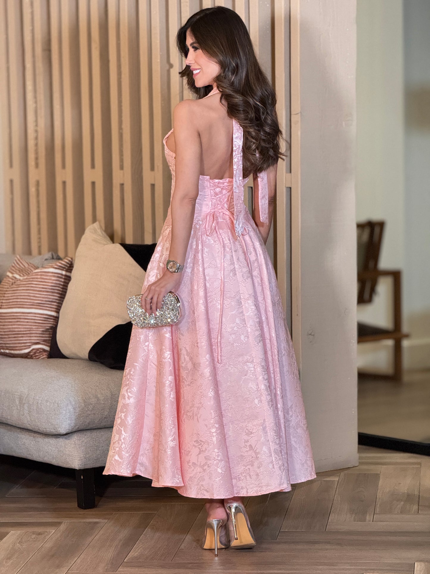 Lovely Bright Pink Embroidery Dress Gala