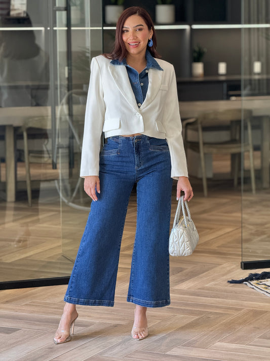 Risen Wide Dark Wash Jeans