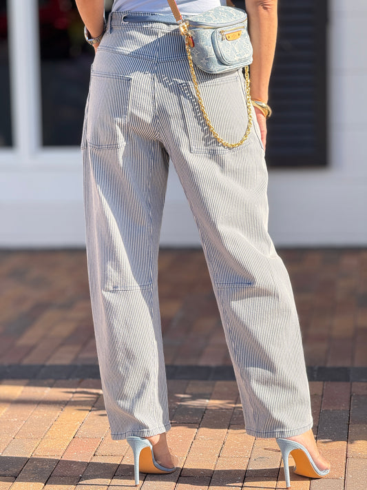 Miou Blue/White Lines Pants