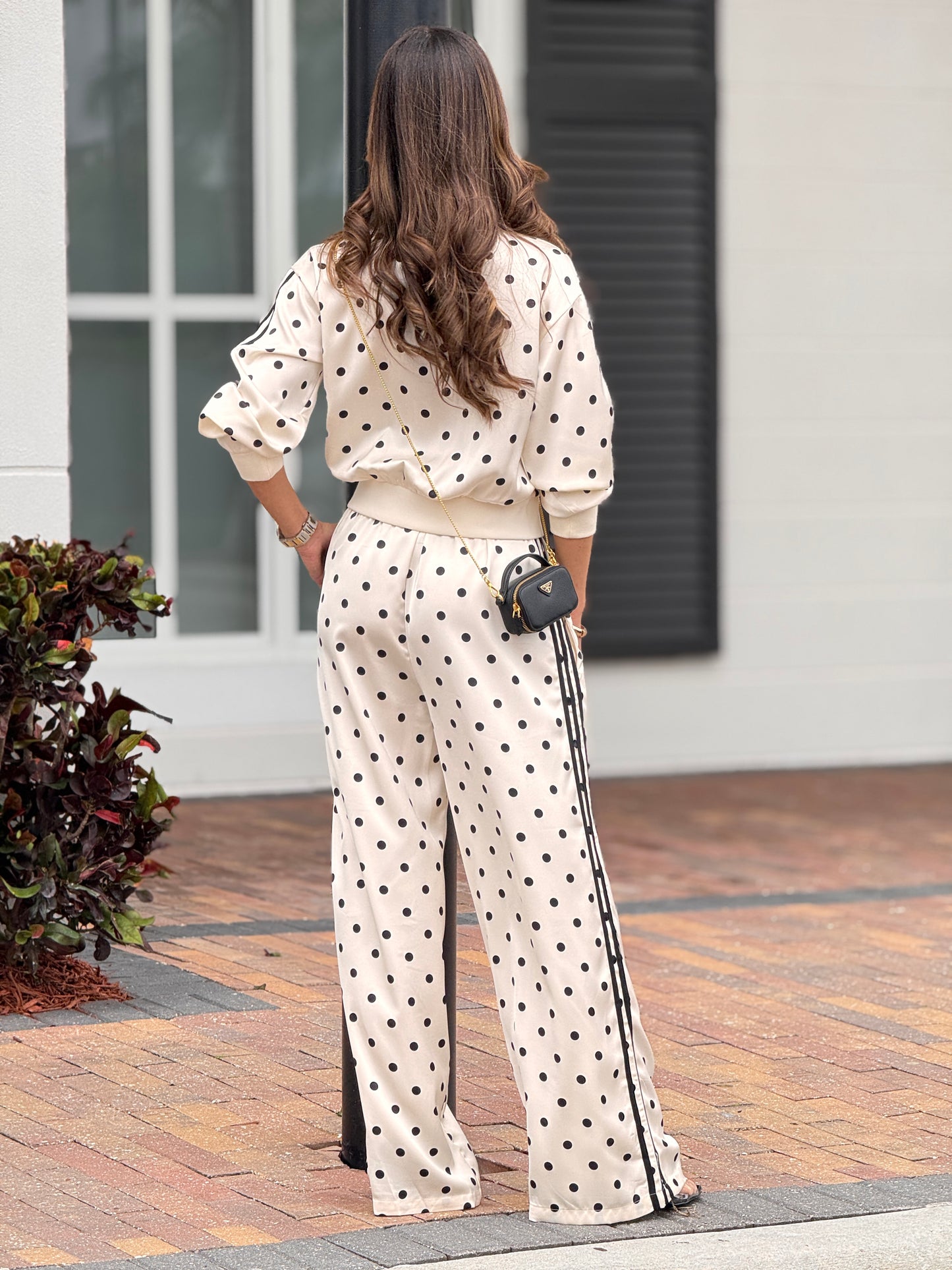 Perky Ivory Satin Polka Dots Set