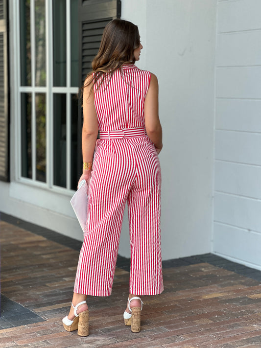 Jennifer Red Lines Jumpsuit