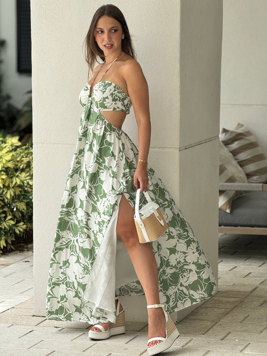 Amable Green Print Dress