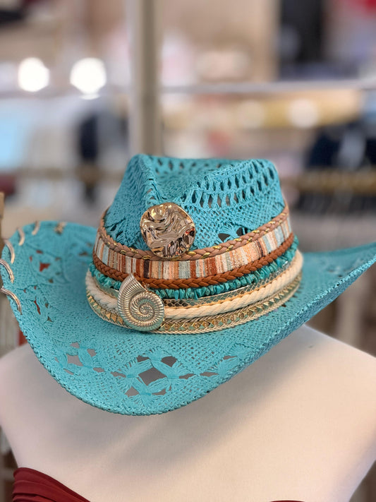 Boho Turquoise Hat