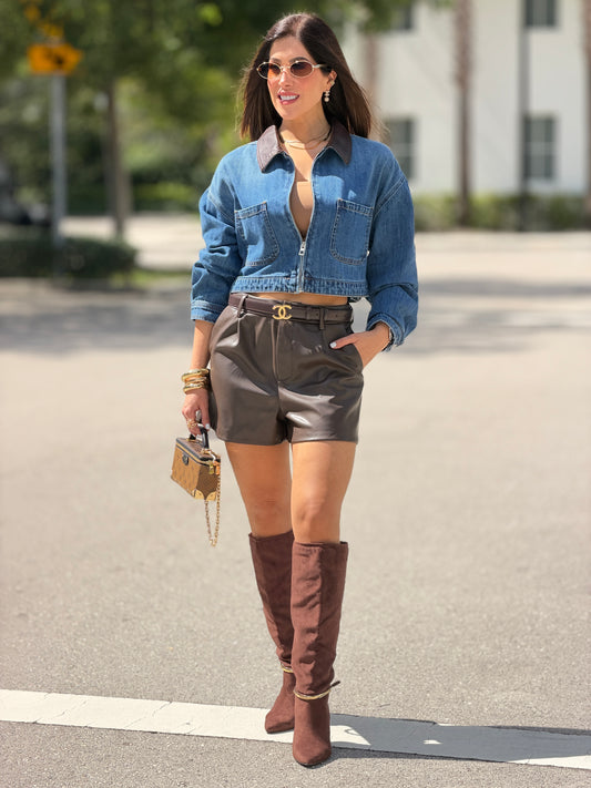 60175 Lover Brown Leather Shorts