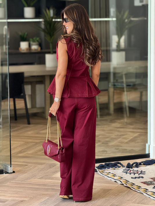 Antonella Burgundy Shelly Buttons Set