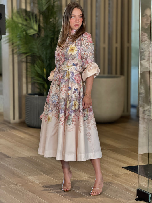 Gardenia Peach Floral Dress Gala