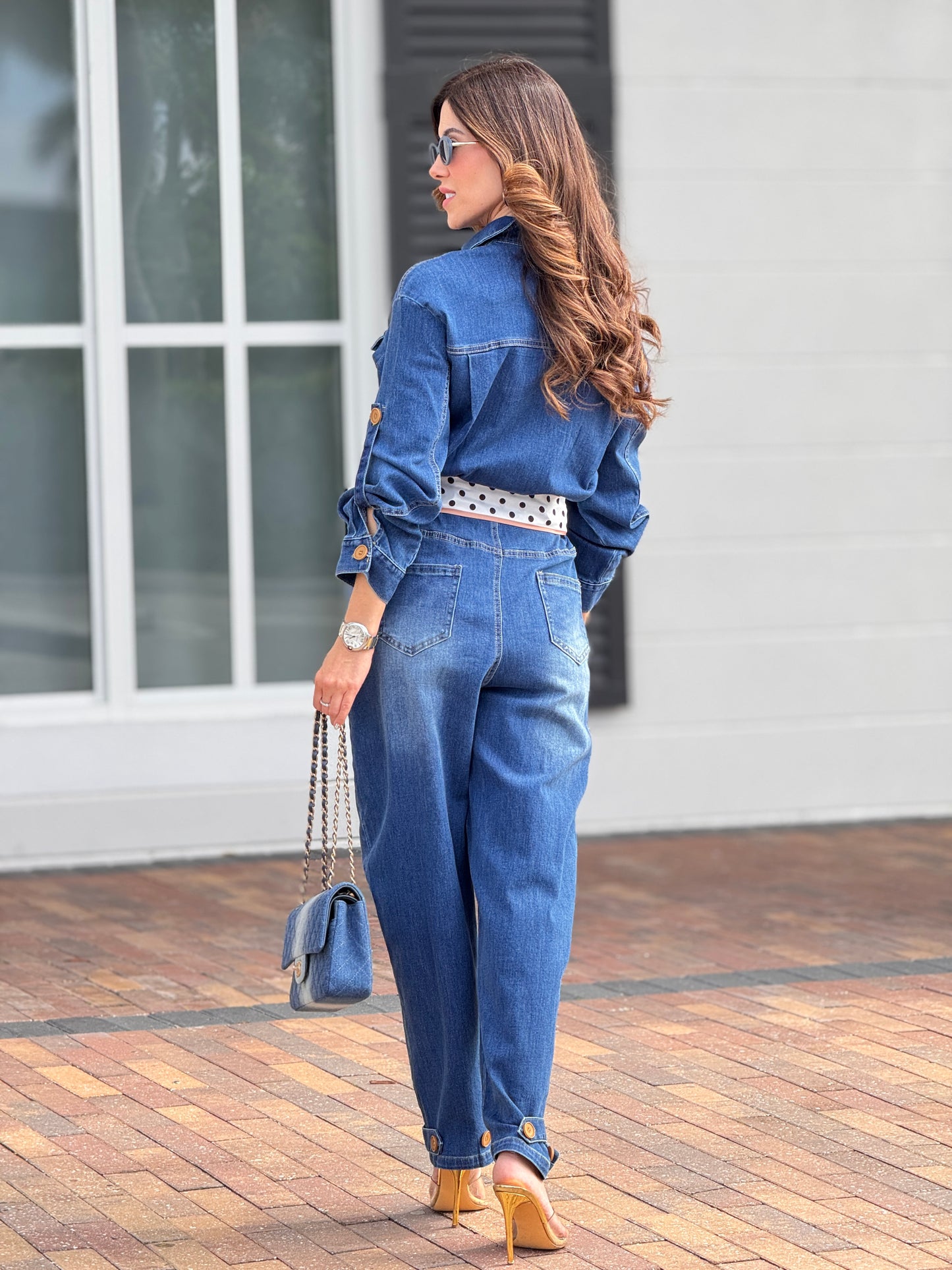 Flyer Denim Scarf Jumpsuit