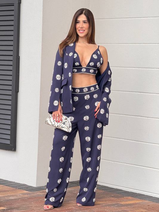 Diamond Navy Rhinestones 3-Piece Set