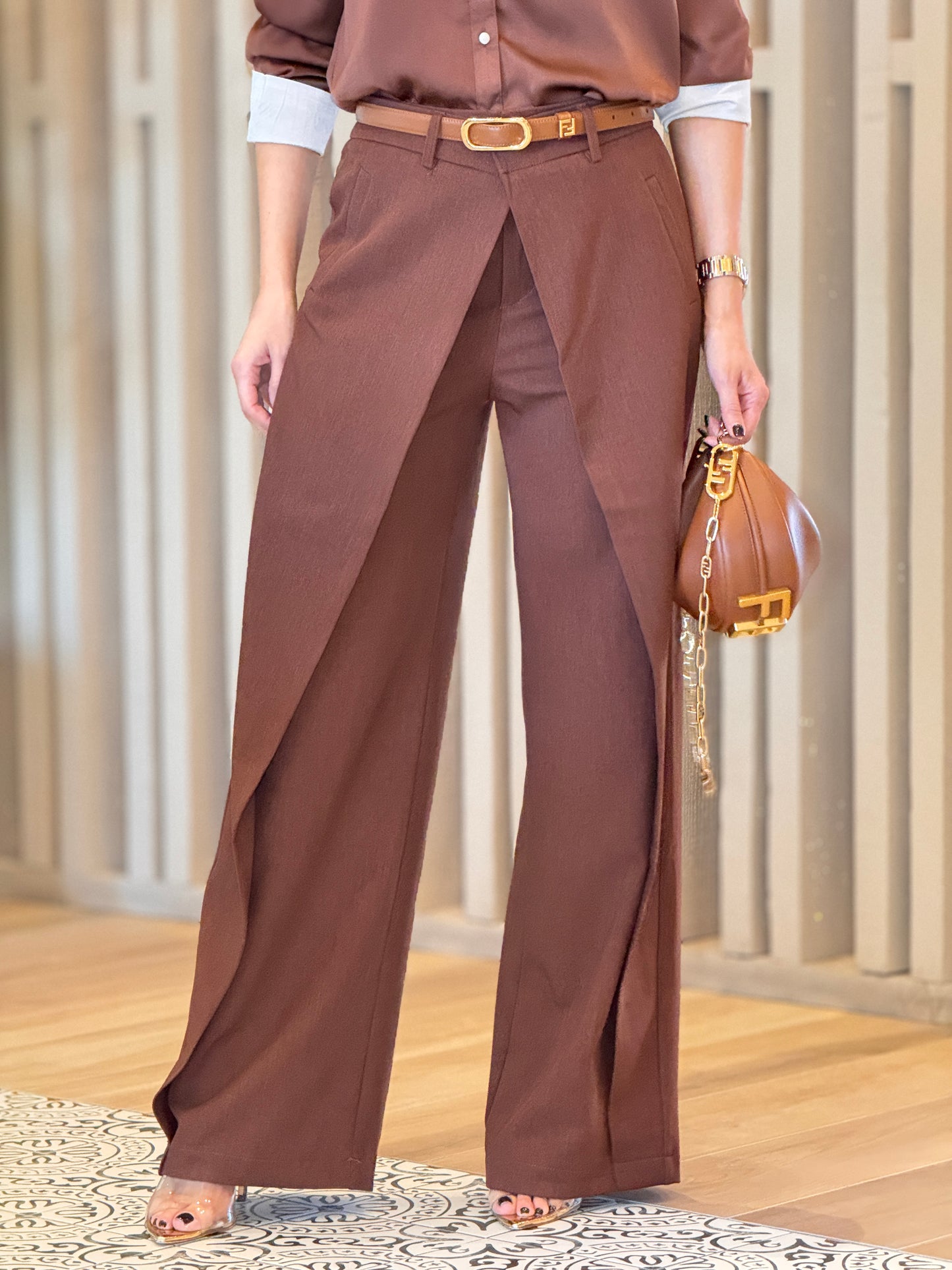 Perky Mocha Brown Flaps Pants