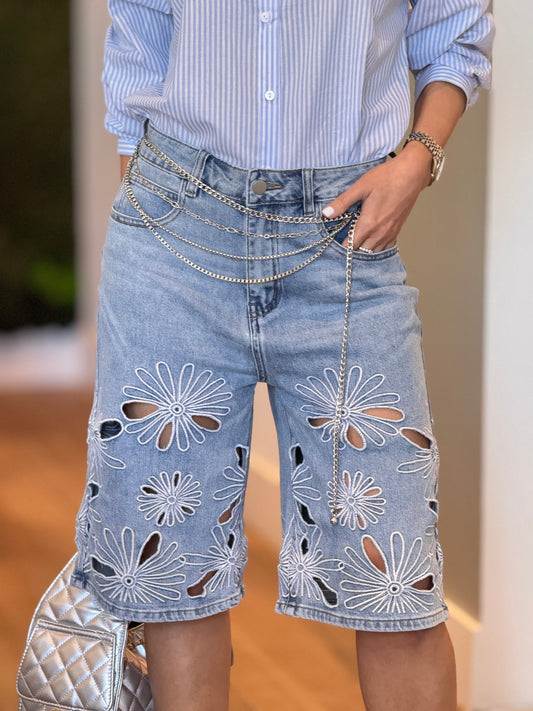 Margaritas Light Denim Bermuda Shorts