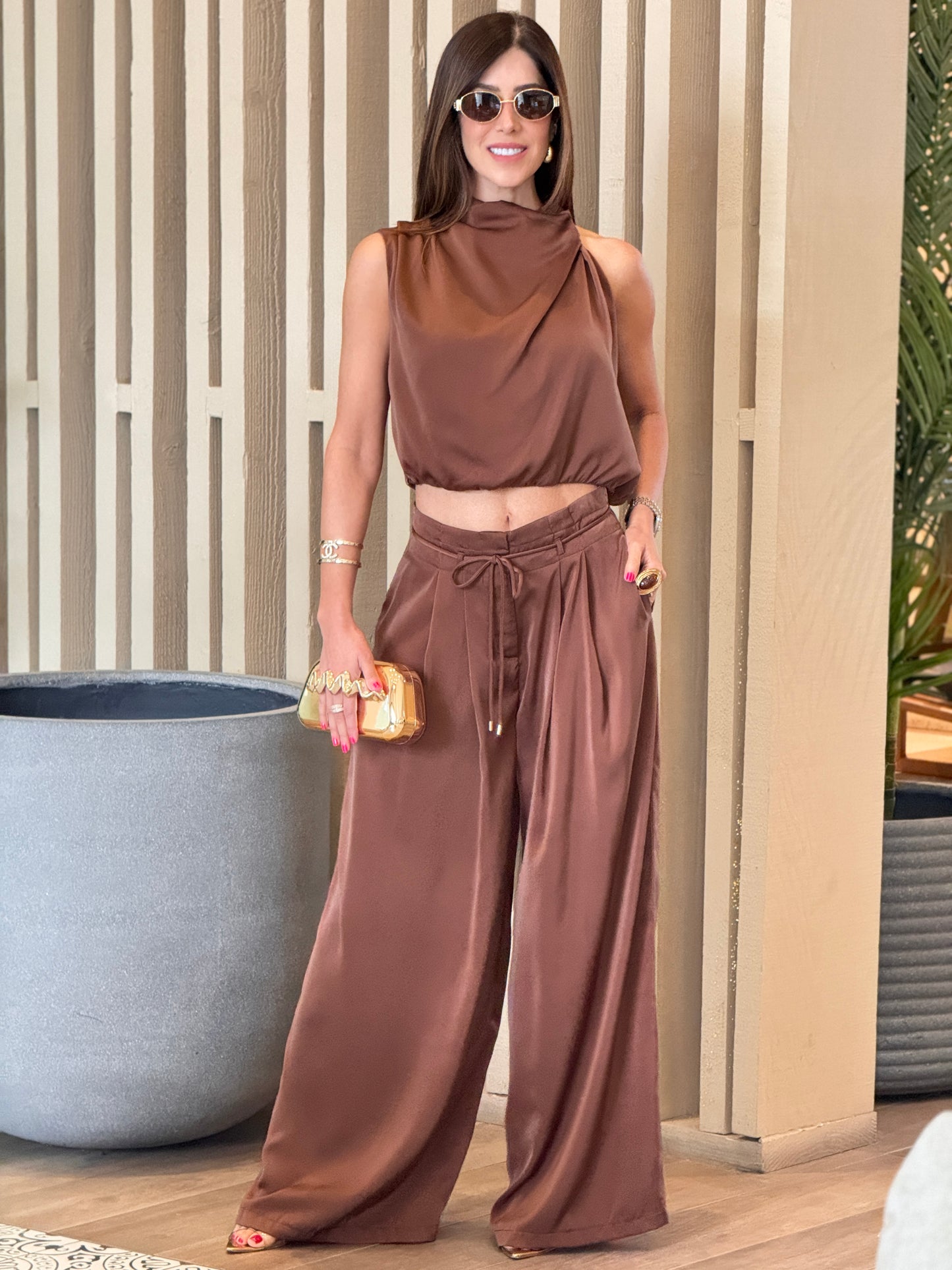 Editte Brown Satin Bows Set