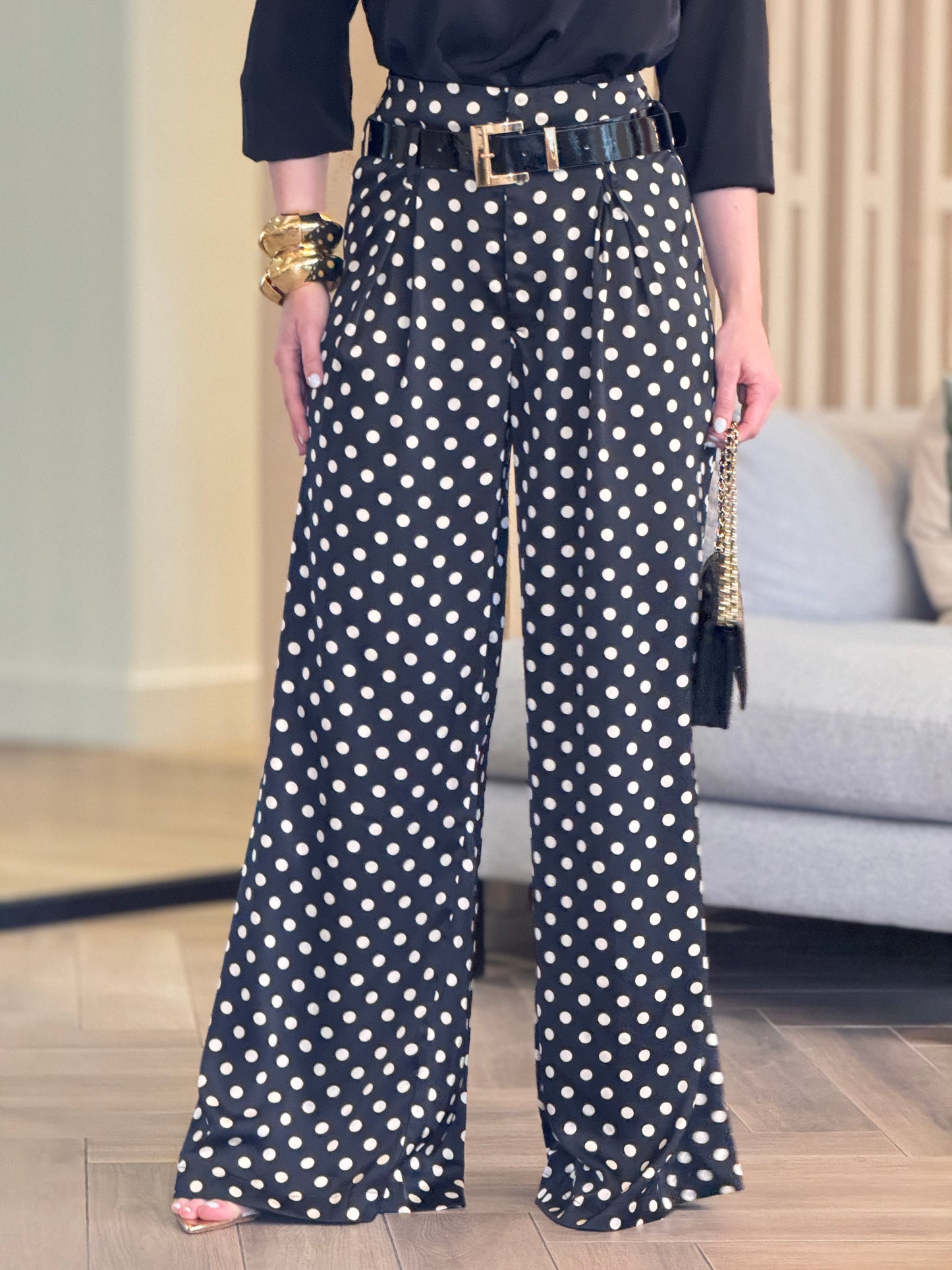 Valentine Black/White Polka Dots Pants