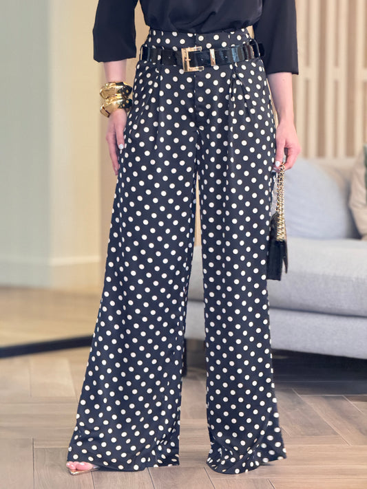 Valentine Black/White Polka Dots Pants