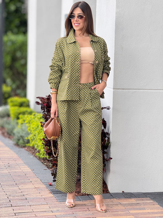 Willa Green Polka Dots Oversized Set