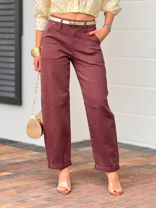 Risen Brown Barrel Jeans