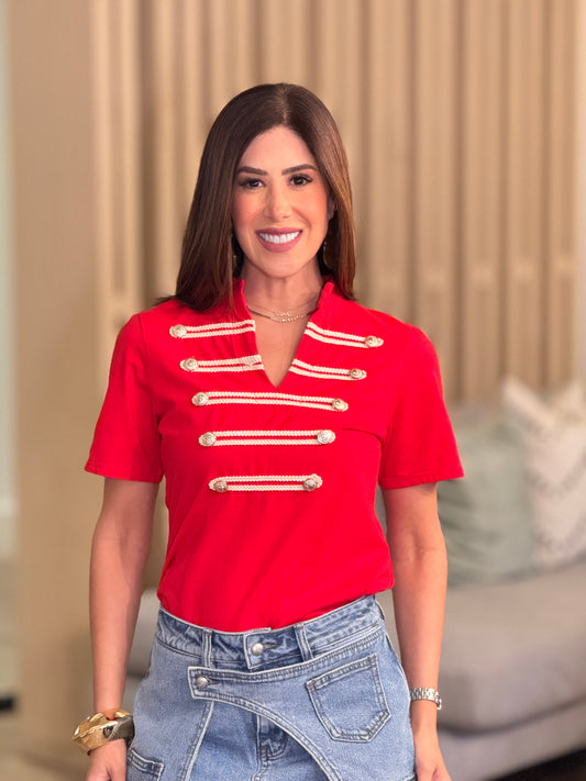 Pastel Red Napo Studs T-shirt