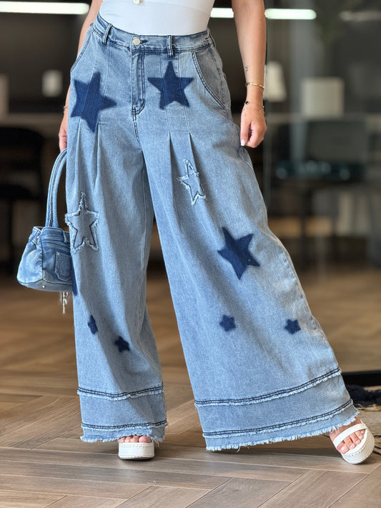Stars Wide Leg Jeans