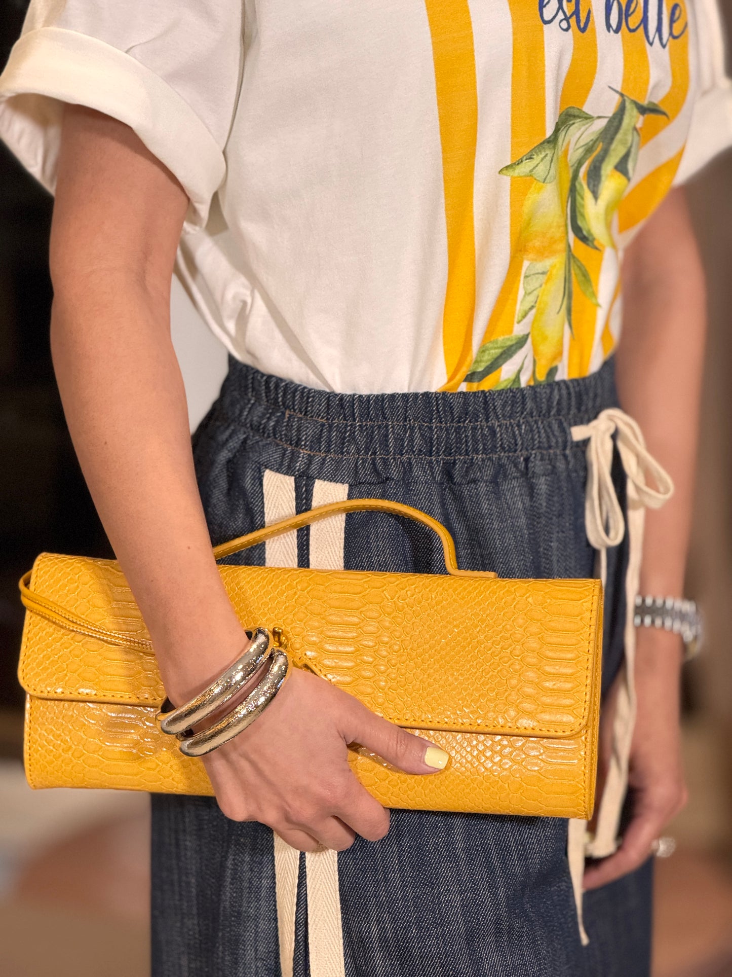 Botte Yellow Clutch Bag