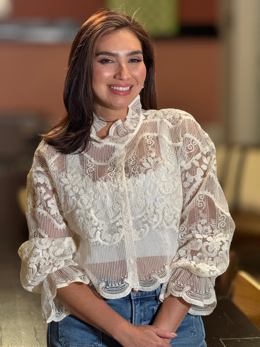 Manuela Beige Embroidery Shirt